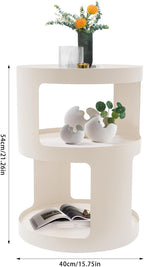 Bed Side Table, Round End Table Metal Small Bedside Table, Modern Nightstand Small Accent Table No Assembly Required Drink Tables for Living Room, Bedroom, Office, Entryway (White)