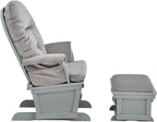 Madison Glider and Ottoman: Gray Wood & Light Gray Fabric