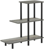 Pemberly Row Turn-N-Tube 3-Tier Engineered Wood Sofa Side Table, 32.64 in Tall, French Oak Gray Finish, Modern Design, Sturdy Storage Shelves, Rounded Corners, Living Room or Office Use