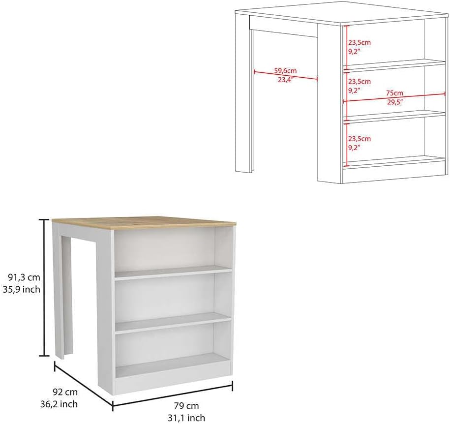 2 Piece Kitchen Set with Island Table and Pantry Cabinet | Includes pre-drilled holes for assembly