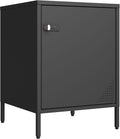 Steehoom Metal Lockable Nightstand, Single Door Locker Metal End Table Small Bedside Storage Cabinet for Living Room, Bedroom, Dorm, 21.26”H X 15.75”W X 15.75”D (1 Door, Black)