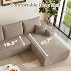 95" Cloud Sectional Couch with L-Shape Chaise, Modular Comfy Sofa Chaise Longue, Upholstered Corduroy Couches Sleeper with Deep Seat for Living Room Bedroom, No Assembly Required(Camel, Right Facing)