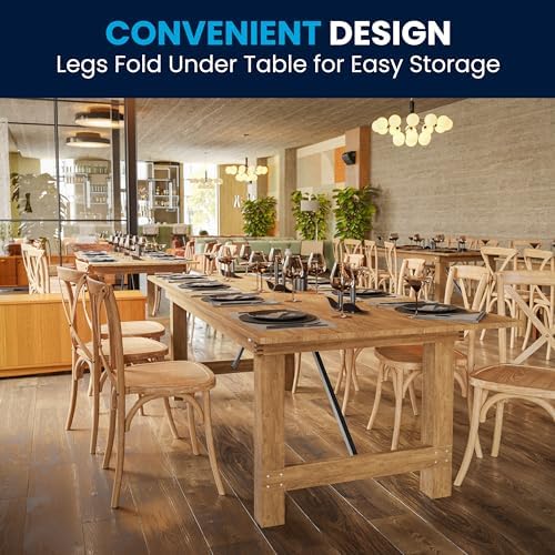 Flash Furniture Hercules 96x40 in Folding Table | Commercial Grade, Foldable Locking Legs, Farmhouse, Rustic