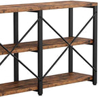 IRONCK Console Table, 3-Tier 55 in Entryway Table, Vintage Brown | Engineered wood shelves, 300 lb shelf. P2 MDF, X-bracing, adjustable feet. Anti-tip kit for entryways or living rooms.