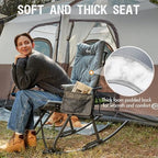 Portal Oversized Padded Folding Rocking Camping Chair Outdoor 400 LBS | Padded Folding Rocking Camping Chair Recliner Portable Heavy Duty Hard Armchair Rocker for Patio, Lawn and Outdoor