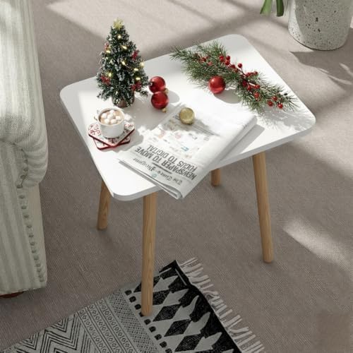 FORAOFUR Small Side Table, Modern Wood Mini Coffee Table, Easy Assembly Compact End Table for Living Room Bedroom Sofa, Minimalist White Accent Furniture for Small Spaces