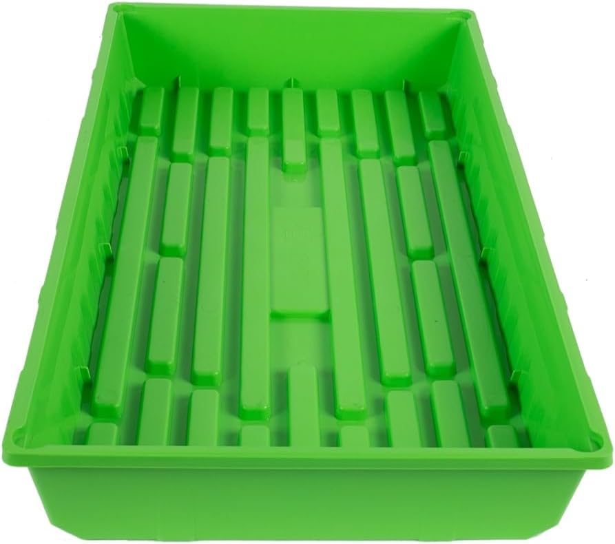 SUNPACK 10" x 20" Mega Plastic Seed Starting Tray, Green, 2.5" (Pack of 10) - No Drainage Holes, Ideal for Greenhouses or Indoor Gardening - Made of Thick, Strong Plastic