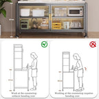 JKGHK Kitchen Pantry Storage Cabinet, Kitchens Baker's Rack with Acrylic Cabinet Door, Buffet Cabinets On Wheels with Pegboard, for Garage Pantry Home Spices(White,47x69in)