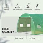 Outsunny 10' x 10' x 6.5' Walk-in Tunnel Hoop Greenhouse, Polyethylene PE Cover, Steel Frame, Roll-Up Zipper Door & Windows for Flowers, Vegetables, Tropical Plants, Green