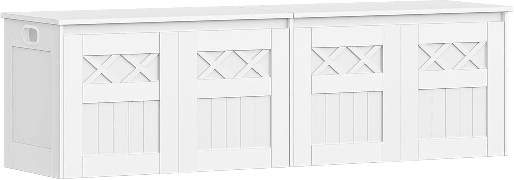 Hzuaneri 59" Modern Farmhouse Storage Chest and Bench | 70 Gal | 330lb Seat | Soft-Close Hinges | Pure White | Shoe and Blanket Storage for Bedroom, Living Room, Entryway | SB51503X