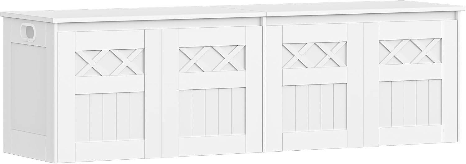 Hzuaneri 59" Modern Farmhouse Storage Chest and Bench | 70 Gal | 330lb Seat | Soft-Close Hinges | Pure White | Shoe and Blanket Storage for Bedroom, Living Room, Entryway | SB51503X