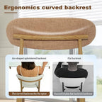 FREKEN Modern Upholstered Dining Chairs Set of 4, Mid-Century Metal Frame with Wood Grain, Linen Fabric Side Chair for Kitchen Dining Room, 350lbs Capacity, Brown