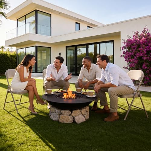 4 Pack Folding Chairs, Fabric Padded Folding Dining Chairs with Cushion Seat & Back, Indoor Outdoor Folding Chair Set for Home Office, Parties, Events, Wedding, Extra Guest Seating