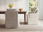 UVV Upholstered Dining Chairs Set of 2, Modern Kitchen Chair Dining Room Chair with 4 Casters, Linen Armchair for Bedroom Reading Room Living Room,Beige