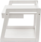 Wood End Table with Drawer, 2 Tiers Side Table with Open Storage Mobile Couch Table Floor Rolling Cart with Large Capacity White for Bathrooms Living Room Office