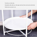 Telephone Table, Tray Metal End Table,Side Table Round Tray,Removable Tray Outdoor & Indoor Drink,Snack Coffee Table,Telephone Table,3 Colors,2 Layers (Color:White,Size:1