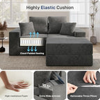Cloud Modular Sectional Sofa, Comfy Couch for Living Room, Modern L-Shaped Couch with Reversible Chaise, Customizable Sleeper Sofa Bed with Non Slip, No Assembly & Deep Seat, Dark Grey