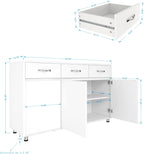 Storage Drawer File Cabinet Side Cabinet Entryway Console Side Tables with Three Drawers and Three Doors for Office or Kitchen Room (Three Doors, White)