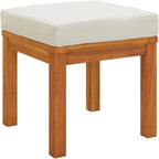 Solid Acacia Wood Garden Stools with Cushions 2 Pcs, 15.7x15.7x16.5 Inch Outdoor Stools for Patio Terrace