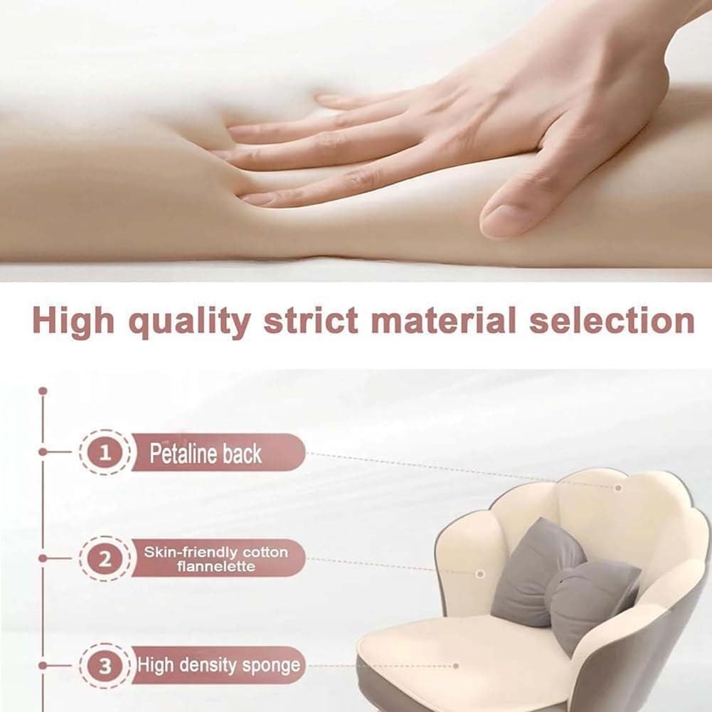 Etlegor Petal Makeup Vanity Chair, 360° Swivel Makeup Stool with High Back, Modern Accent Chair with Bow Pillow for Living Room, Dressing Room, Bedroom(Pink-Gray)