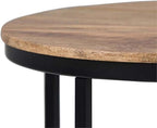 Industrial Round Side Table, 18" W x 24" H, Mango Hardwood and Metal Frame, Natural Finish, Open Bottom Shelf, Multipurpose Accent Table for Living Room, Bedroom, or Office