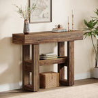 Tribesigns 41.34" Farmhouse Console Table, Sofa Table Behind The Couch | 2-Tier Narrow Entryway Furniture with Storage Shelves for Hallway Foyer Living Room, Easy Assembly, Rustic Brown