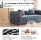 79" Convertible Sofa Bed, Couch for Living Room (Dark Gray) | Corduroy Loveseat Sleeper Sofa, Modular Futon Couch Bed with 2 pillow, Pull Out Couch No Assembly
