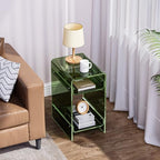 Clear Acrylic Side Table, Narrow Nightstand Bedside Table for Bedroom, Skinny Small End Table (Green Wide, 11.8'' x 15.7'' x 21.7")
