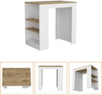 Kitchen Island with 3-Side Shelf and Counter Height Table Top | 3-side shelf design with counter-height table top for kitchen use