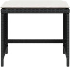 4-Piece Garden Stool Set Black with Cream Cushion