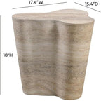 MAKLAINE Transitional Faux Travertine End Table, Tan Finish, Concrete Material, Short Free-Form Shape, Minimalist Style, Handmade for Modern Living Room Décor
