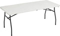 Amazon Basics Heavy Duty Portable Folding Table, 6 ft, Indoor & Outdoor, Fold-in-Half Design with Carrying Handle, White | Portable