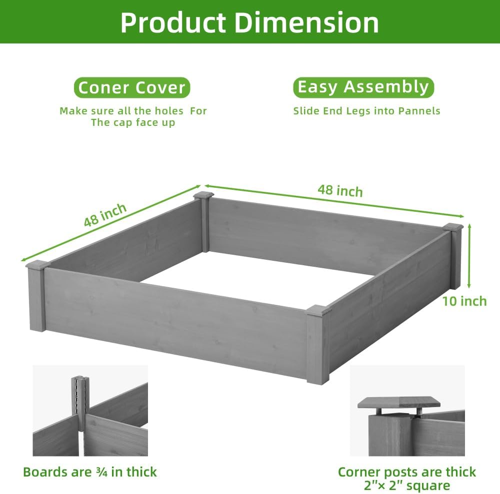 Heavy-Duty Outdoor Storage Cabinet with Metal Top and Weather-Resistant Wood Construction for Patio, Yard, and Garden Use (48" Raised Garden Bed)