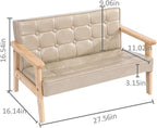 Sofa Chair: Solid Wood Arm & PU Leather Fabric Seating Chair Photography Prop Bench Photoshoot Photo Posing Props for Camel Loveseat