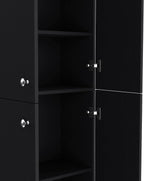 Kitchen Pantry 71" H, 4 Doors, 5 Adjustable Shelves, Laundry, Black