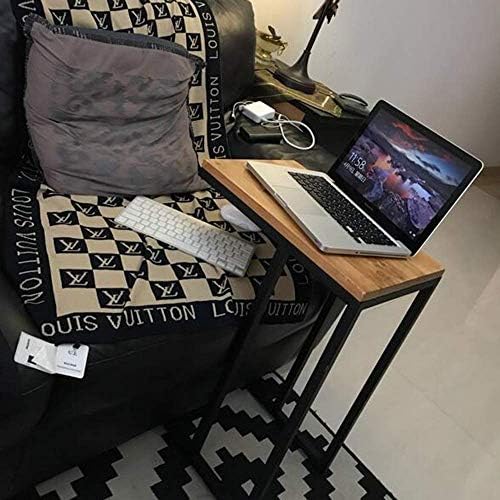 Telephone Table, C-Shaped Side Sofa Snack Table,Telephone Side Table,Solid Wood Computer Coffee Table,Bedside Desk,End Table Living Room Furniture(Color:Wood,Size:17.7111
