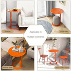 C-Shaped Round Side Table for Living Room, Bedroom, and Office - Metal Coffee and Bedside Table (Orange, 18.9 * 18.9 * 27.2in)