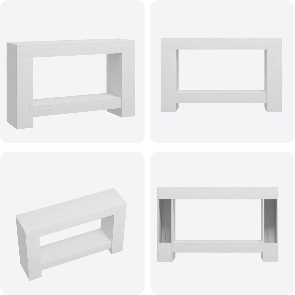 GAOMON 47" Farmhouse Console Table for Entryway - 2-Tier Storage Shelf, Rectangular Sofa Table for Living Room & Hallway, Heavy-Duty Accent Table Behind Couch
