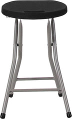 Flash Furniture Micah Foldable Stool with Black Plastic Seat and Titanium Gray Frame | Lightweight, Compact, Easy Storage, Indoor Use