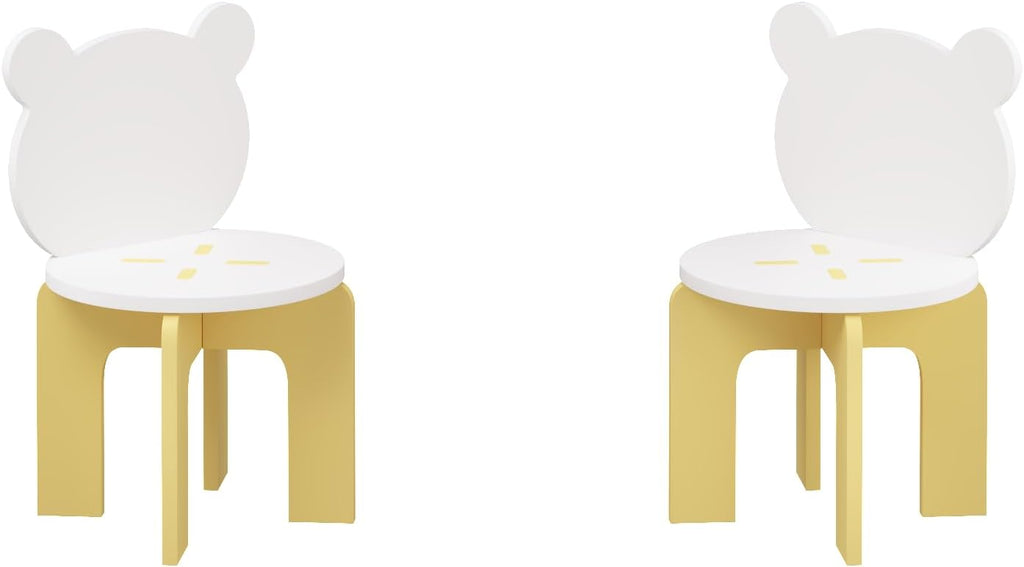 3-Piece Table & Chair Set, Cute Bear-Back Chairs | Ages 3-8 Boys & Girls | Solid Wood Legs | Safe Rounded Corners | Playroom,Daycare, Classroom,Home Activity