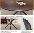 HIPIHOM 45.3'' Walnut Round Dining Table Set for 4, Mid Century Modern Small Coffee Set for Dining Room Kitchen Apartment (Dark Walnut Table + 4 Black Chairs)
