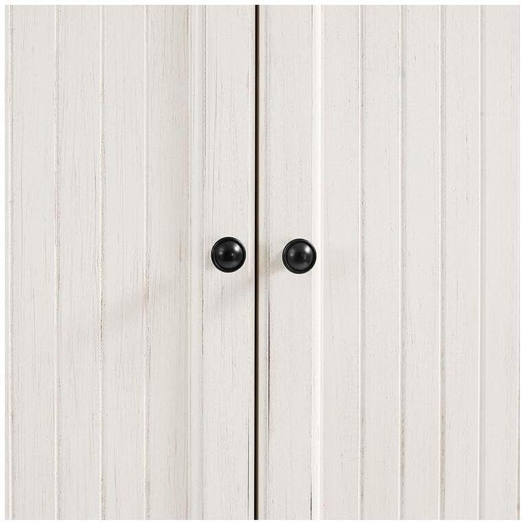 HomeStock Kitchen Pantry Cabinet - Large Storage, Adjustable Shelves, Distressed White Finish