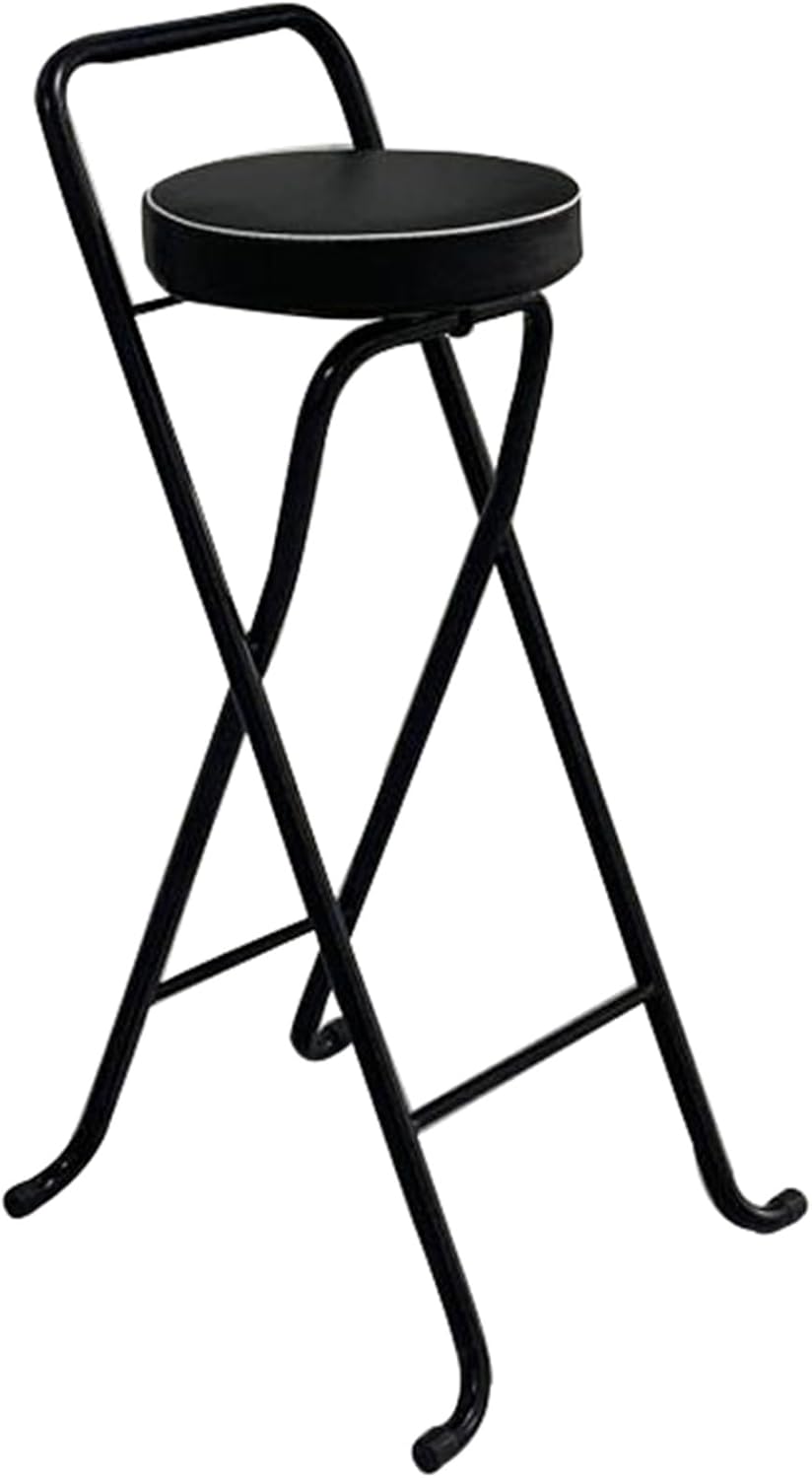Folding Bar Stool (32inch/80cm)- Comfortable Padded Seat -Kitchen Counter Breakfast Bar Desk Stool Chair - Portable High Chair Stool for Picnic Garden Party (Color : Black B)