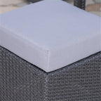Great Deal Furniture Noble House Santa Rosa 16" Grey Wicker Ottoman Seat w/Silver Cushion (Set of 2)