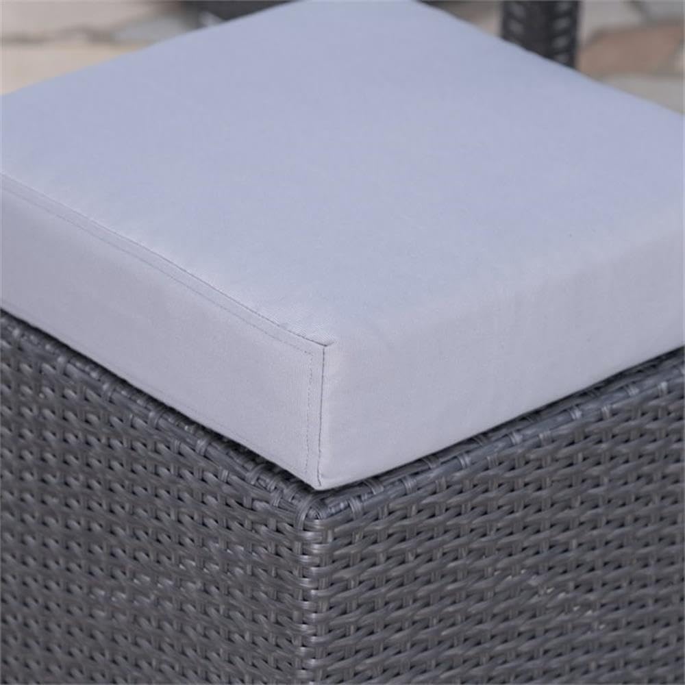 Great Deal Furniture Noble House Santa Rosa 16" Grey Wicker Ottoman Seat w/Silver Cushion (Set of 2)