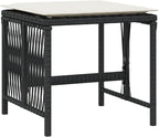 Poly Rattan Garden Stool Set of 4 Black Cream