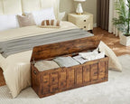 VANKILEY 51.2" Storage Chest Extra Large,Wooden Storage Bench,Rustic Brown | Chest with 2 Safety Hinges, 51.2*15.7*19.1inches, Wooden Trunk for Bedroom, Livingroom,Entryway,Easy Assembly.