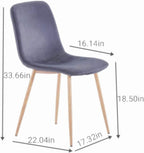 Velvet Dining Chairs Set of 4, Modern Kitchen Chairs, Metal Legs, Upholstered Dining Accent Side Chairs for Living Room Dining Room, Grey