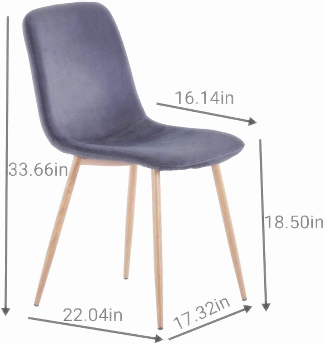 Velvet Dining Chairs Set of 4, Modern Kitchen Chairs, Metal Legs, Upholstered Dining Accent Side Chairs for Living Room Dining Room, Grey