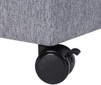 Homebeez 18" Square Storage Ottoman with Wheels, Tufted Linen Cube | Rolling Ottoman with Storage, Coffee Table Ottoman for Couch, Modern Footrest for Living Room Bedroom, Grey